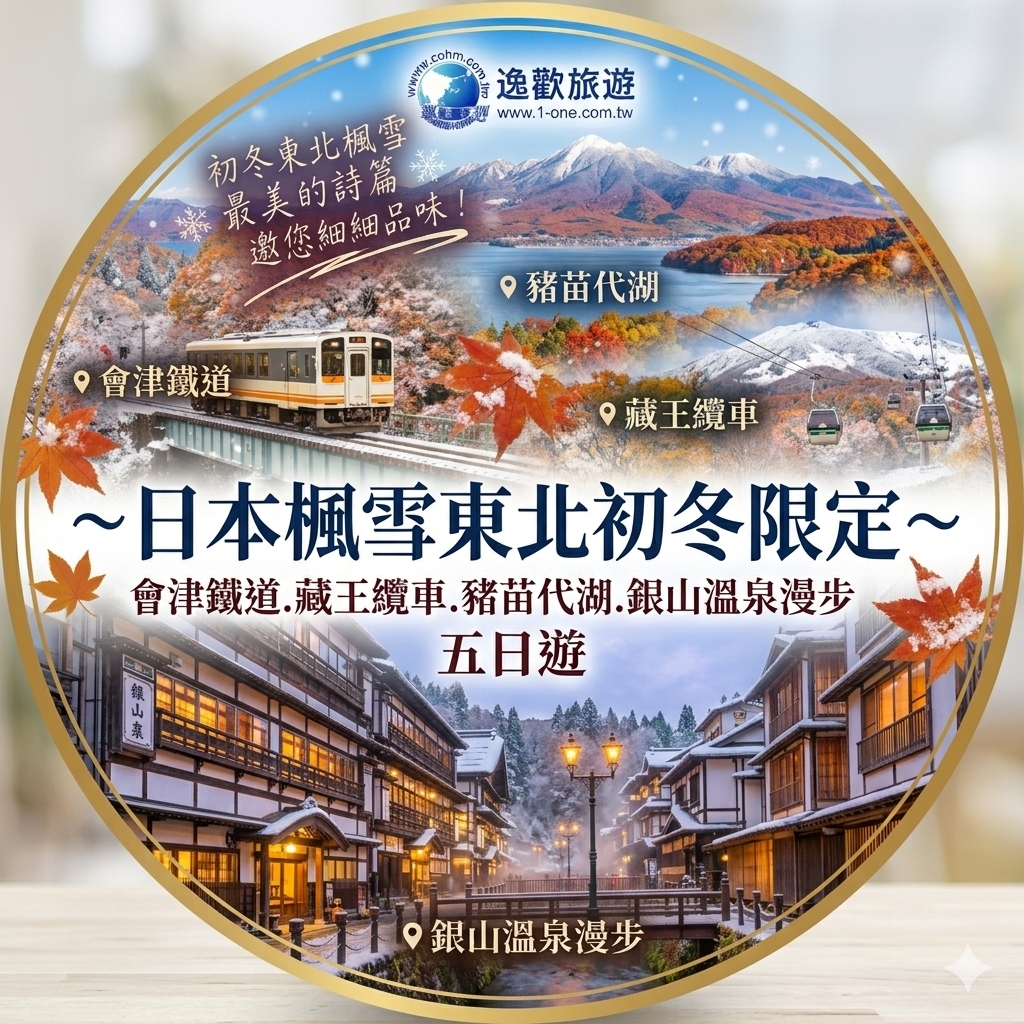 日本楓雪東北初冬限定~會津鐵道.藏王纜車.豬苗代湖.銀山溫泉漫步五日遊