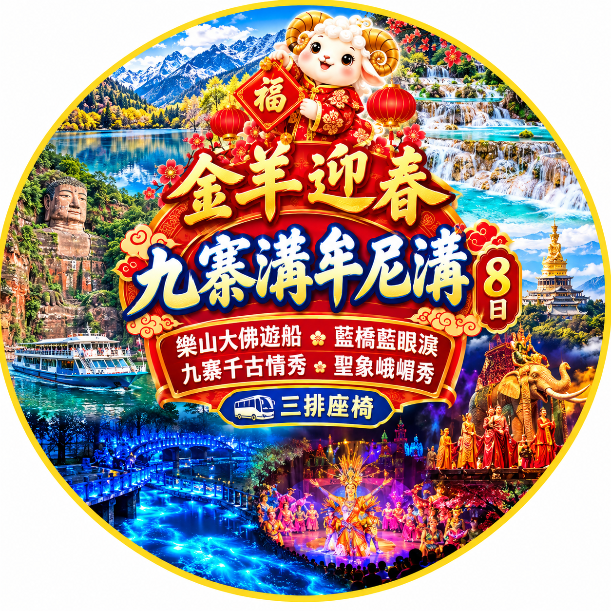 金羊迎春九寨溝牟尼溝八日