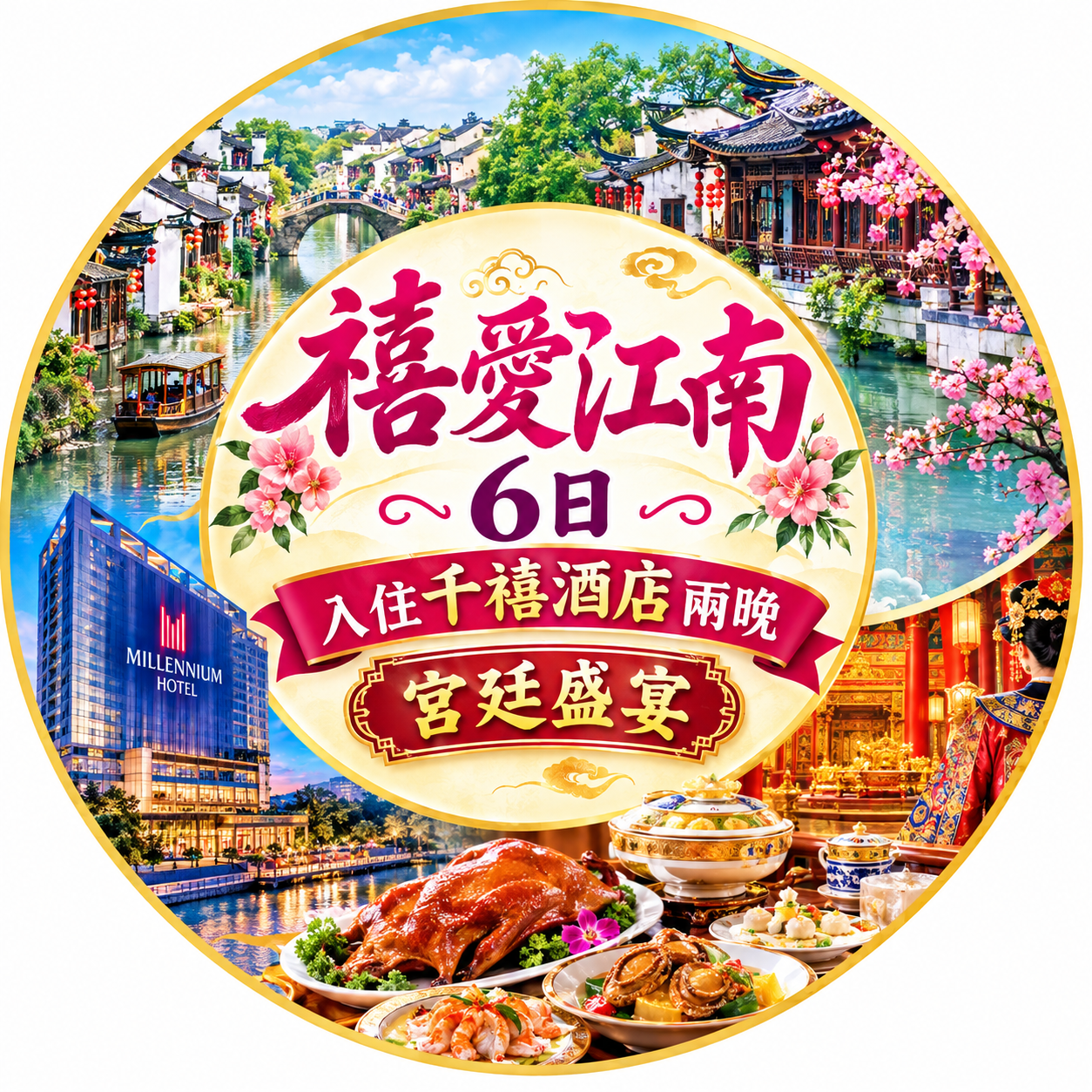 禧愛江南6日. 入住千禧酒店兩晚.宮廷盛宴