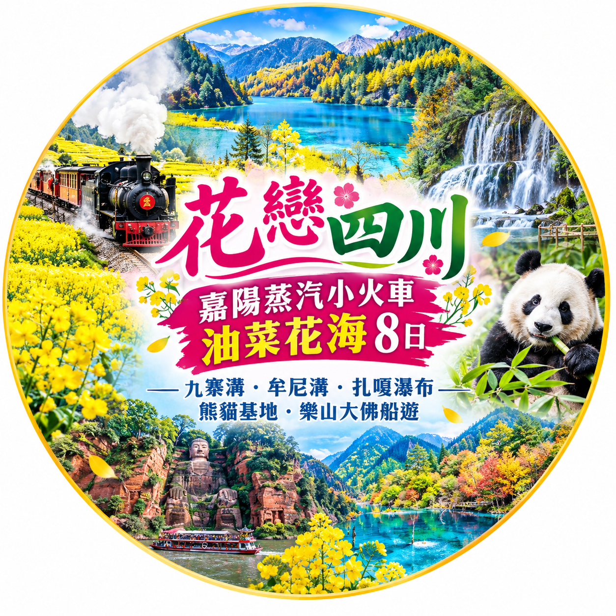 花戀四川嘉陽蒸汽小火車油菜花海8日