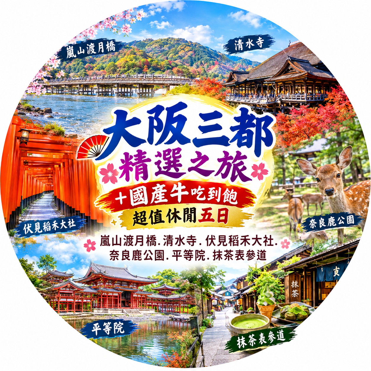 大阪三都精選之旅+國產牛吃到飽超值休閒五日