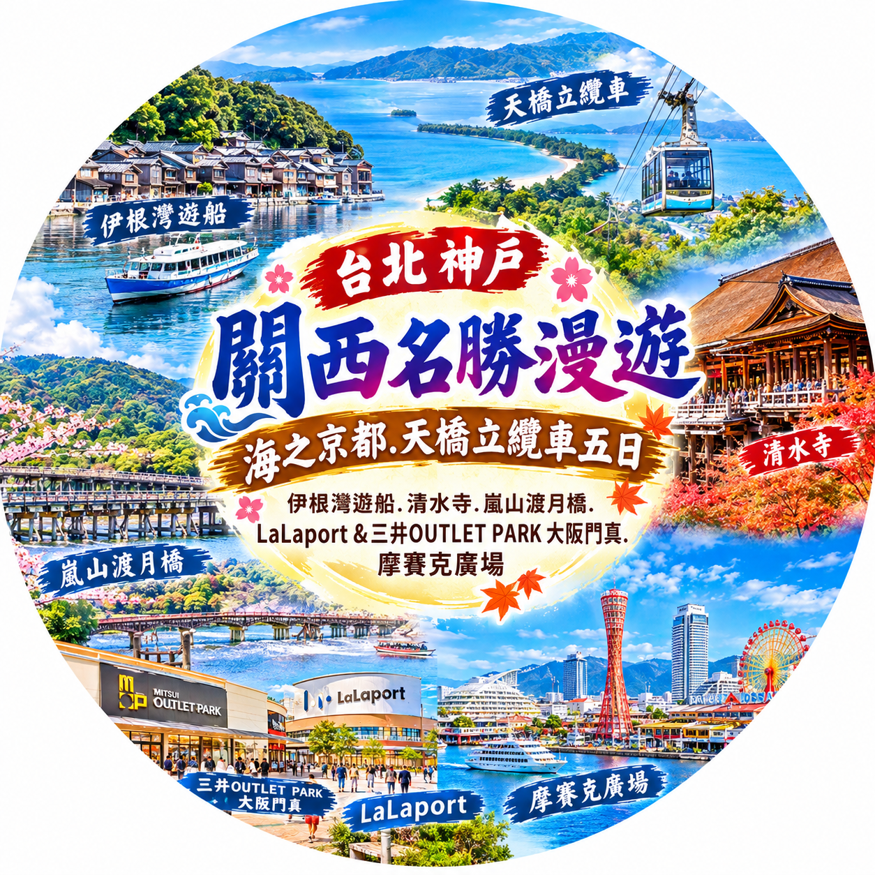 台北神戶 關西名勝漫遊海之京都天橋立纜車五日